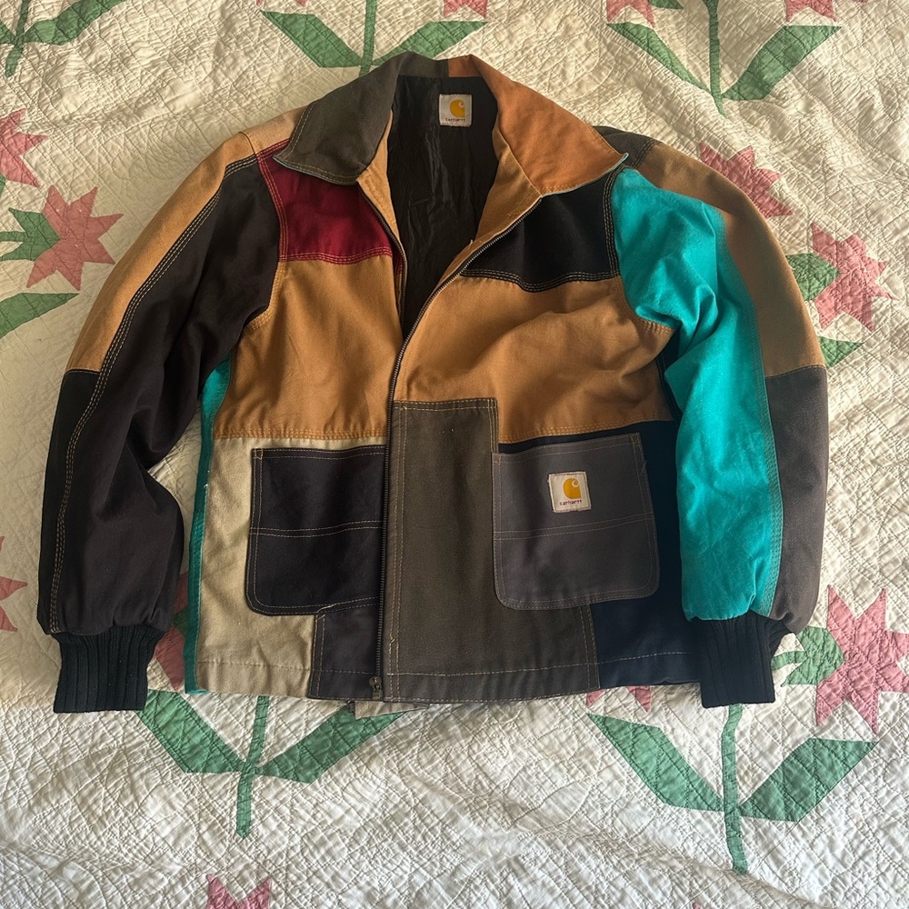 Reworked Carhartt patchwork jacket! Size medium. Super warm!